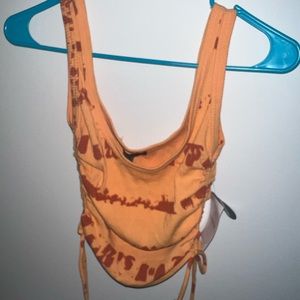 Forever 21 tie dye crop tank top with drawstring ties